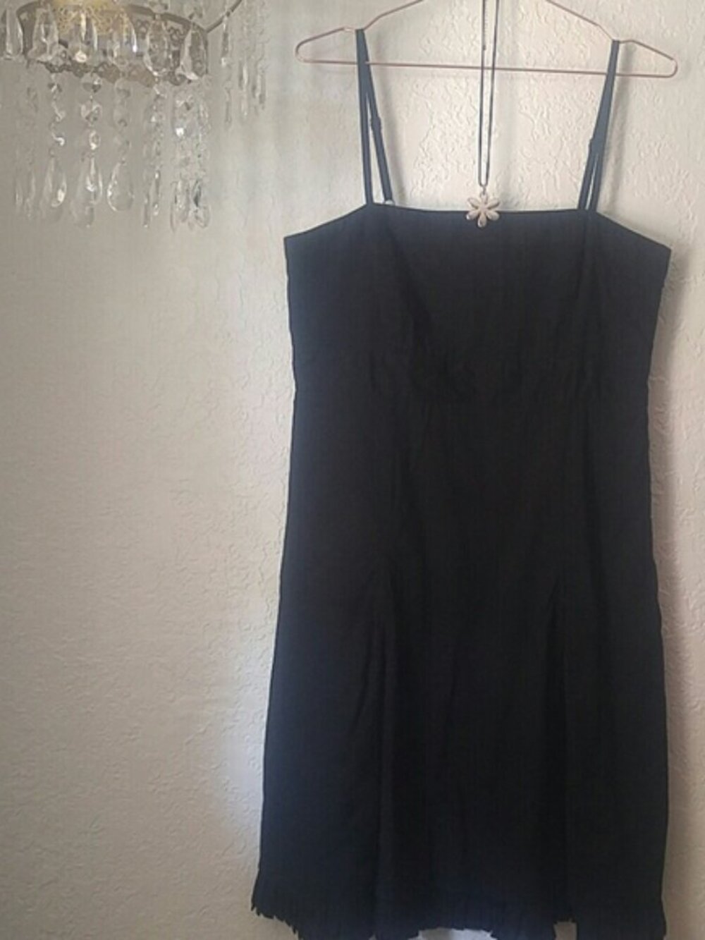 GAP SZ14 Cotton Lined Adjustable Spaghetti Straps Ruffle Hem Side Zip Mini Dress